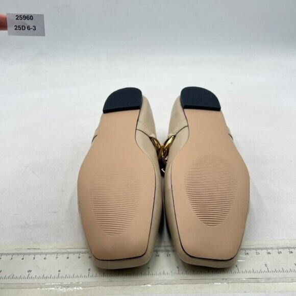 miss left Nude Chain Strap Mary Janes Shoes Slip On Square Toe Ballet Flats - Picture 7 of 8